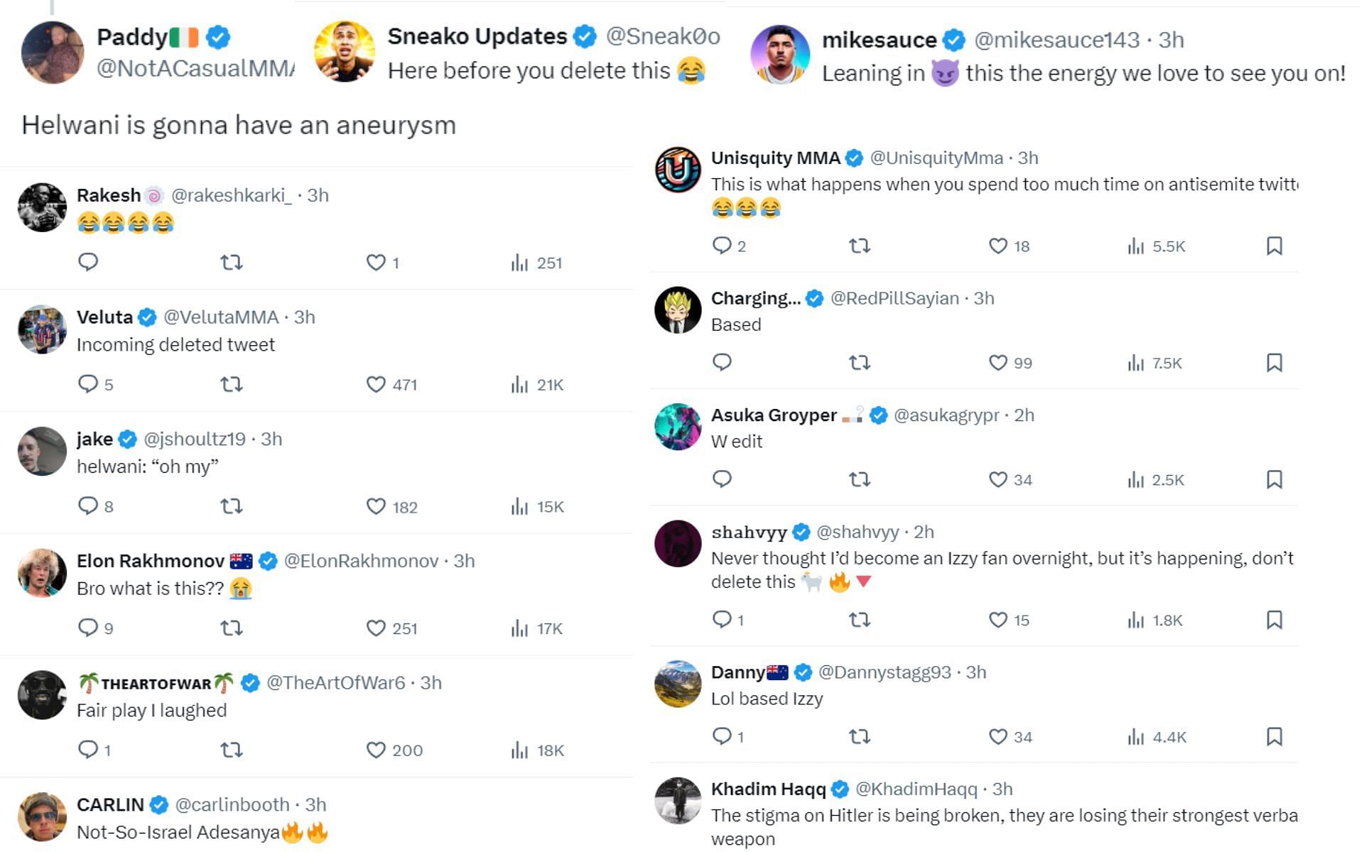 Fans react to Adesanya's walkout idea for next fight